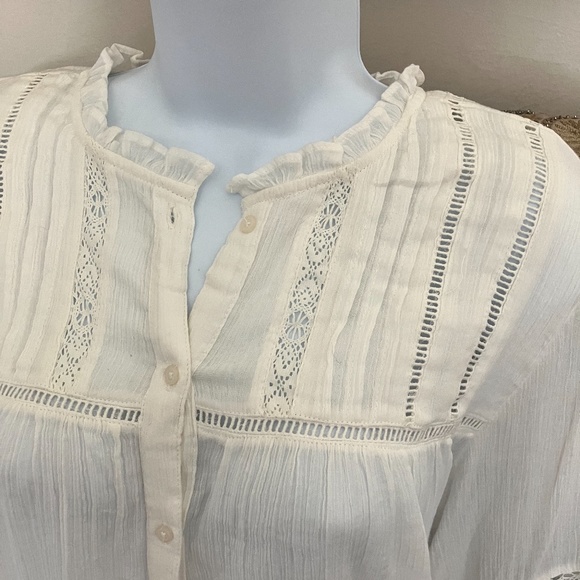 FREE PEOPLE - Long Sleeve Button Up Blouse (Off White) - Picture 2 of 6